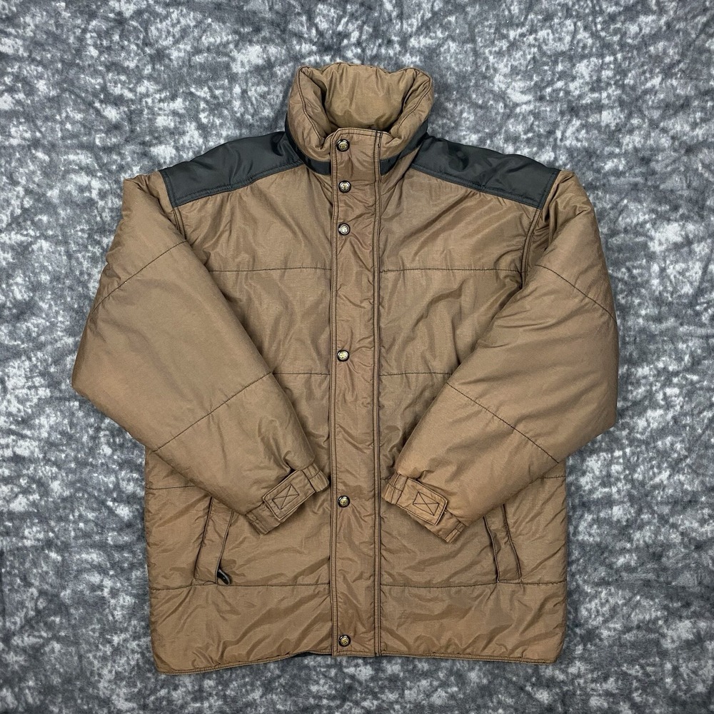 Vintage Ocean Pacific Puffer Jacket Mens XL Colorblock Brown Black Streetwear OP